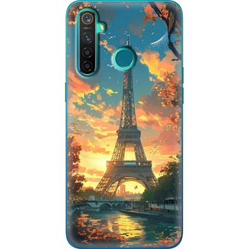 Силиконовый Чехол с Картинкой для Realme 5 Pro Принт (Париж, Эйфелева Башня) (39526-ysm037)