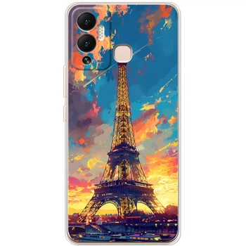 Силиконовый Чехол с Картинкой для Infinix Hot 12 Play Принт (Париж, Эйфелева Башня) (45088-ysm038)