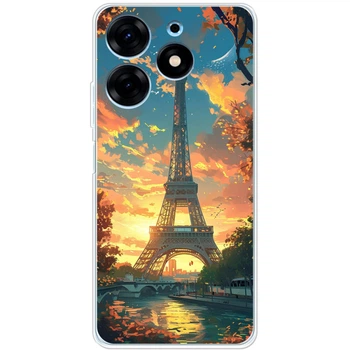 Силиконовый Чехол с Картинкой для Tecno Spark 10 Pro Принт (Париж, Эйфелева Башня) (47581-ysm037)