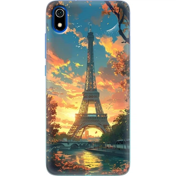 Силиконовый Чехол с Картинкой для Xiaomi Redmi 7A Принт (Париж, Эйфелева Башня) (37400-ysm037)
