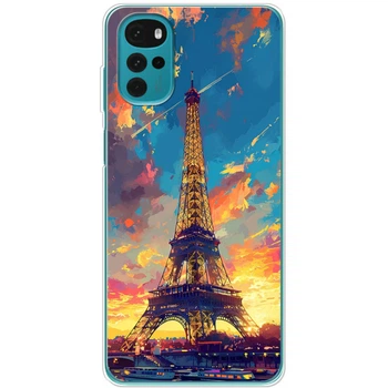 Силиконовый Чехол с Картинкой для Motorola G22 Принт (Париж, Эйфелева Башня) (44891-ysm038)
