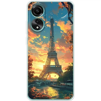 Силиконовый Чехол с Картинкой для OPPO A78 4G Принт (Париж, Эйфелева Башня) (49205-ysm037)