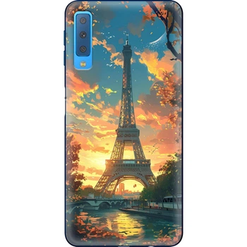 Силиконовый Чехол с Картинкой для Samsung Galaxy A7 2018 (A750) Принт (Париж, Эйфелева Башня) (35481-ysm037)