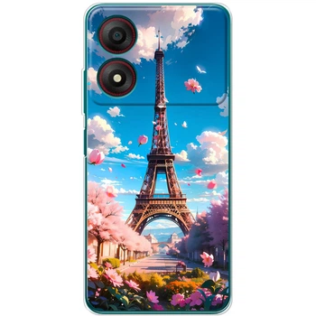 Силиконовый Чехол с Картинкой для ZTE Blade A34 Принт (Париж, Эйфелева Башня) (57971-ysm035)