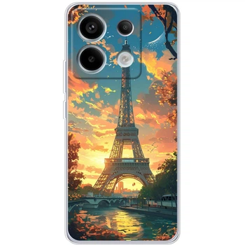 Силиконовый Чехол с Картинкой для Xiaomi Redmi Note 13 5G Принт (Париж, Эйфелева Башня) (53164-ysm037)