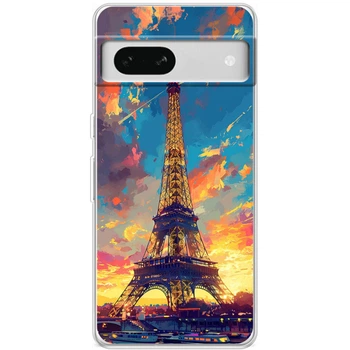 Силиконовый Чехол с Картинкой для Google Pixel 7A Принт (Париж, Эйфелева Башня) (46064-ysm038)
