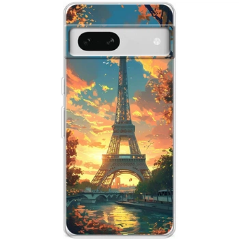 Силиконовый Чехол с Картинкой для Google Pixel 7A Принт (Париж, Эйфелева Башня) (46064-ysm037)