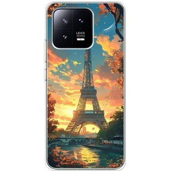 Силиконовый Чехол с Картинкой для Xiaomi 13 Принт (Париж, Эйфелева Башня) (46192-ysm037)