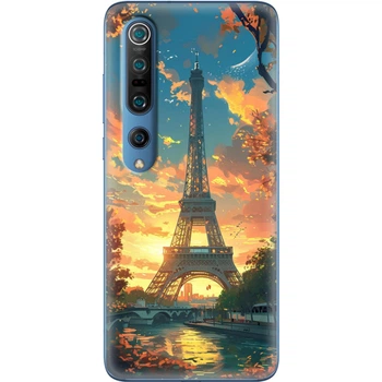 Силиконовый Чехол с Картинкой для Xiaomi Mi 10 Pro Принт (Париж, Эйфелева Башня) (39437-ysm037)