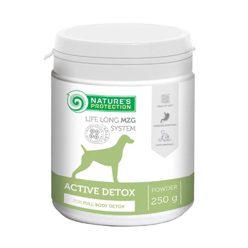 Пищевая добавка Nature's Protection Active Detox для очищения организма взрослых собак с кальцием и магнием 250 гр