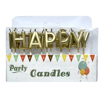 Свічки-літери "Happy Birthday" золото