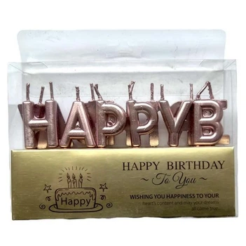 Свічки літери "Happy Birthday" рожеве золото