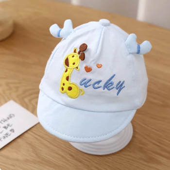 Кепка з вушками для малюків Жирафик Lucky Giraffe Newborn, Блакитний, Обх. голови 35-45 см