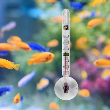 Термометр 0°C до +50°С для воды в аквариуме высота 14.5 см с липучкой