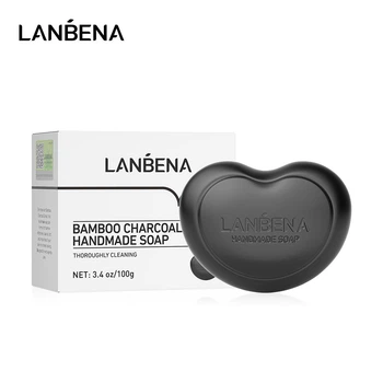Мило ручної роботи Lanbena bamboo charcoal clean з бамбуковим вугіллям 100г
