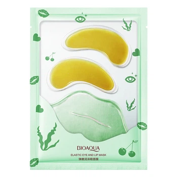 Набір гідрогелевих патчів для шкіри навколо очей та губ Bioaqua Moisturizing Eye and Lip Mask (зелений) 14г