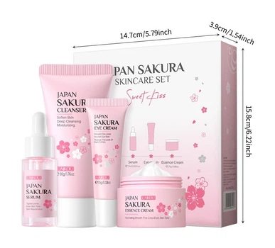 Набор косметики для увлажнения и омоложения кожи лица 4в1 Laikou Japan Sakura, 4 продукта 210г
