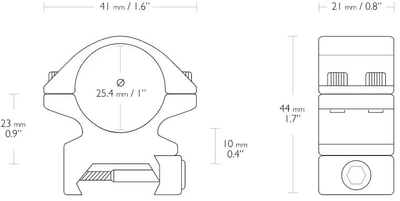 Кольца Hawke Match Mount. d - 25.4 мм. Medium. Weaver/Picatinny