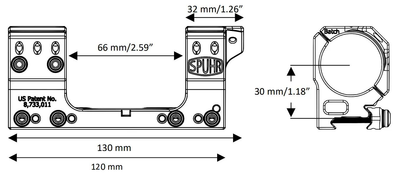 Моноблок Spuhr SP-4601C. d – 34 мм. Medium. 6 MIL/20.6 MOA. Picatinny