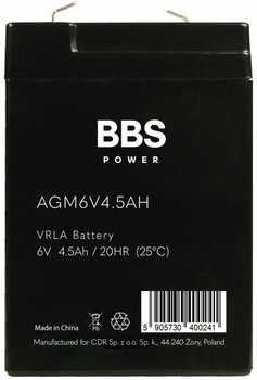 Akumulator BBS Power AGM6V4.5AH AGM VRLA 6 V 4.5 Ah