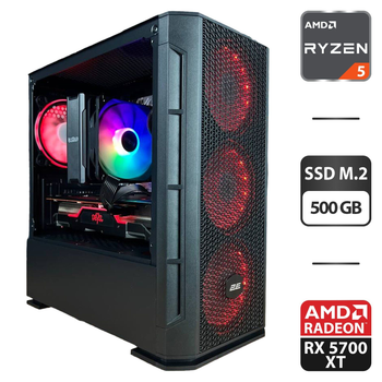 Сборка под заказ: компьютер 2E Gaming PC Case Calleo GB700 Tower / AMD Ryzen 5 3600 (6 (12) ядер по 3.6 - 4.2 GHz) / 16 GB DDR4 / 500 GB SSD M.2 / AMD Radeon RX 5700 XT, 8 GB GDDR6, 256-bit / 650W б/у