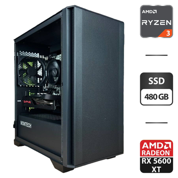 Сборка под заказ: игровой ПК GameMax Infinity Mini Tower / AMD Ryzen 5 3600 (6 (12) ядер по 3.6 - 4.2 GHz) / 16 GB DDR4 / 480 GB SSD / AMD Radeon RX 5600 XT, 6 GB GDDR6, 192-bit / 550W б/у