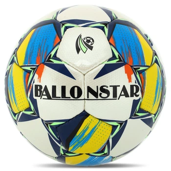 Мяч футбольный №5 ламинированный сшит вручную BALLONSTAR CRYSTAL BC-8166_Белый-голубой