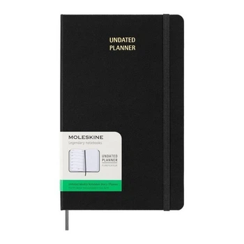 Щотижневик Moleskine вертикальний PRO недатований, середній, тверда обкл., чорний (DHUNDB12WN301)
