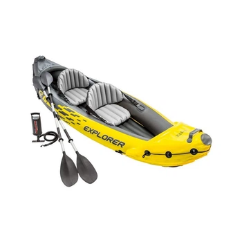 Двухместная надувная байдарка Intex 68307 (312 x 91 x 51 см) Explorer K2 + Алюминиевые весла и ручной насос