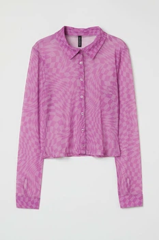 Блуза прозора H&M 270996191_purple XXS Фіолетовий