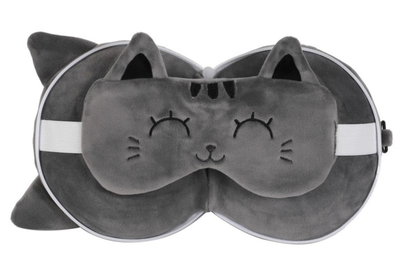 Poduszka z maską do spania iTotal XL2529 Grey Cat (8059037072049)