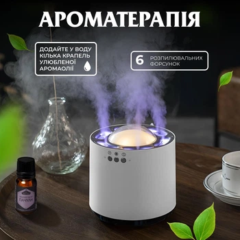 Увлажнитель воздуха 800 мл с RGB подсветкой и синхронизацией с музыкой настольный аромадиффузор ночник для спальни детской комнаты офиса и гостиной стильный прибор для дома