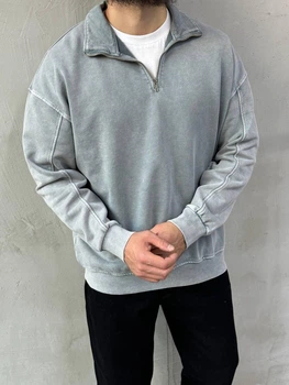 Мужской свитшот DIfransel Half Zip XL светло-серый
