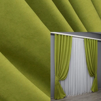Комплект готових штор VR-Textil Мікровелюр Petek № 1500ш Салатовий 100х290 см 2 шт (31-761)