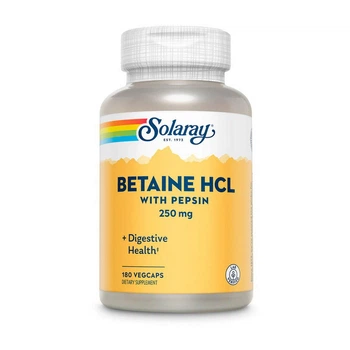Бетаин с пепсином Solaray Betaine HCL with pepsin 250 мг (180 капсул)
