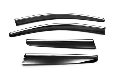 Ветровики с хромированным молдингом (4 шт., Sunplex Chrome) для Renault Kadjar 2015-2022 гг