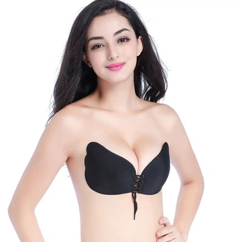 Багаторазовий невидимий силіконовий бюстгальтер Butterfly Bra без бретелів, чорний, розмір 75D
