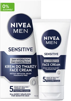 Крем для чутливої шкіри NIVEA MEN 24-годинне зволоження 75 мл (5025970023397/4005808211456)