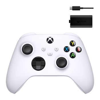 Набір Геймпад Бездротовий Microsoft Xbox Series Controller Robot White + Акумулятор Play and Charge Kit + Кабель USB Type-C Black