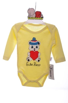 Боди с длинным рукавом интерлок Cute Bear Findik желтое 62 см (41509)