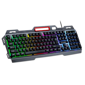 Игровая проводная клавиатура TWolf T16 c RGB подсветкой и подставкой для телефона Black