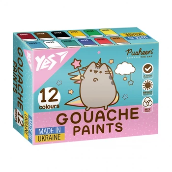 Фарби гуашеві Yes Pusheen 12 кольорів по 20 мл (230402)