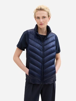 Теплый жилет короткий женский Tom Tailor 1041486-10668 M Темно-синий (4067672733120)