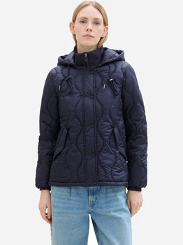 Куртка демісезонна коротка з капюшоном жіноча Tom Tailor 1041487-10668 XS Темно-синя (4067672733557)
