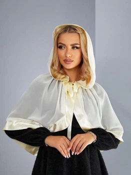 Женская накидка-палантин для храма Family Tradition шифон с каймой 160х50 см айвори Обаяние