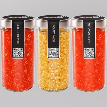 Набор из трёх видов Икорного продукта CapsFood Икра Горбуша + Лосось + Щука PREMIUM, 500+500+500 грамм