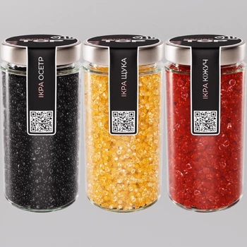 Набор из трёх видов Икорного продукта CapsFood Икра Осётр + Щука + Кижуч PREMIUM, 500+500+500 грамм