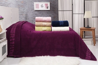 Покрывало-простынь махровая бамбуковая Belizza Purple 200×220 см