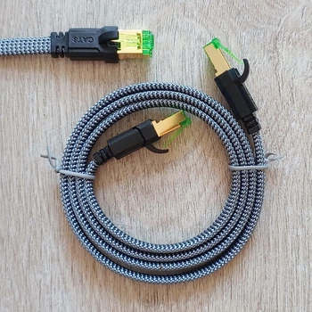 LAN кабель для интернет патч-корд RJ45 Alitek Cat8 40Gbps с оплеткой Серый, 1 м (487510)