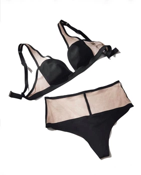 Комплект белья Victoria’s Secret VERY SEXY Balette & Thong Black Mesh S Черный